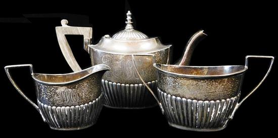 Appraisal: SILVER -pc sterling silver Gorham tea set pattern A reeded