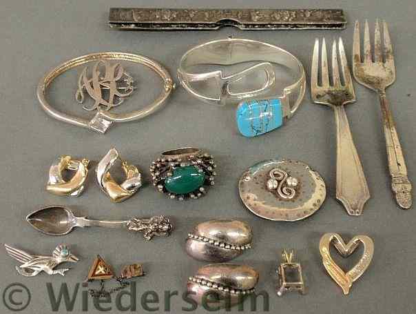 Appraisal: Group of sterling and Mexican silver jewelry and accessories