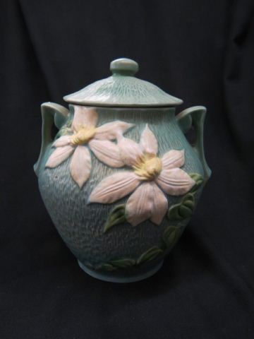 Appraisal: Roseville Pottery Clematis Cookie Jar blue - tall excellent