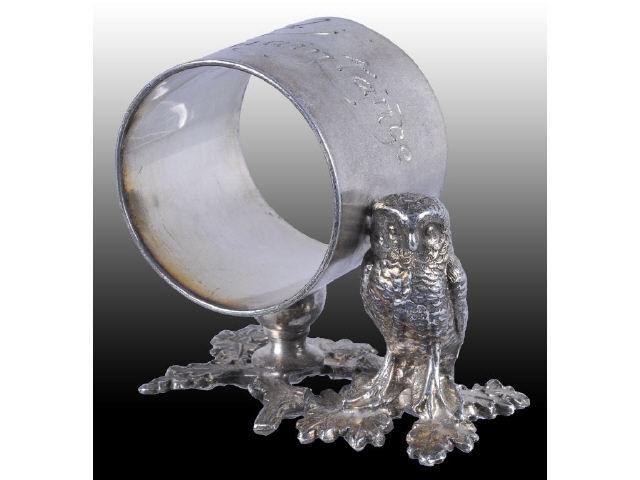 Appraisal: Small Owl on Leaves Figural Napkin Ring Description Small owl