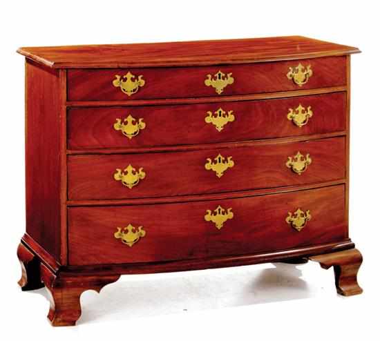 Appraisal: Massachusetts Chippendale mahogany bowfront chest of drawers late th century