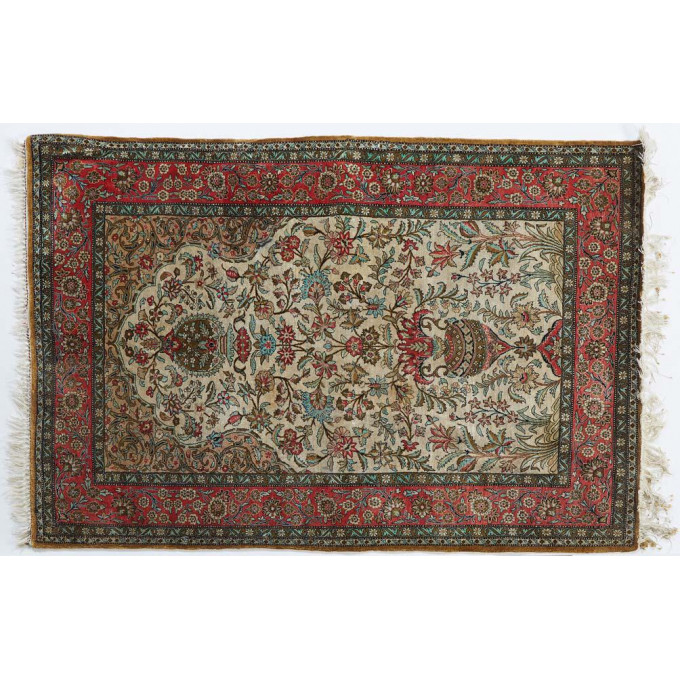 Appraisal: Oriental Gold Thread Silk Carpet th c ' x '