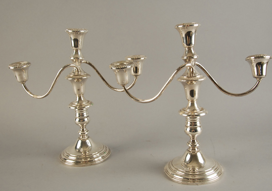 Appraisal: A Pair of Sterling Metamorphic Candelabra by Gorham converting from