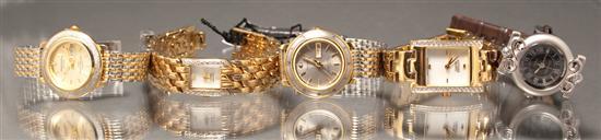 Appraisal: Five ladies' stainless steel wrist watches Charles Delon stainless steel