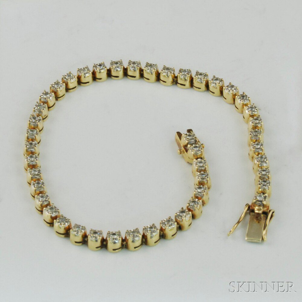 Appraisal: kt Gold and Diamond Tennis Bracelet approx cts total diamond