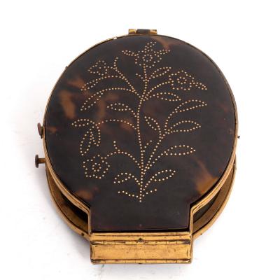 Appraisal: A th Century tortoiseshell pique work and gilt metal folding