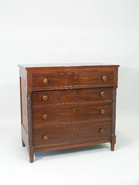 Appraisal: Chest of Drawers Mid-Atlantic c 's cherry mahogany veneers white