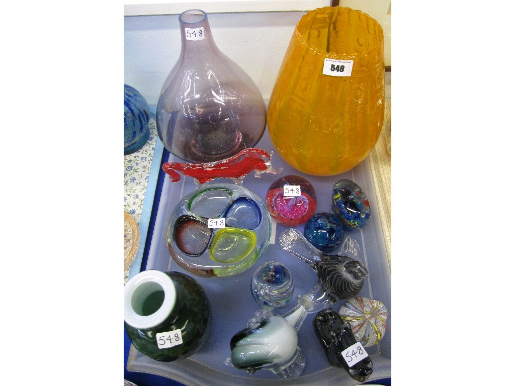 Appraisal: Tray lot of assorted glassware - paperweights art glass etc