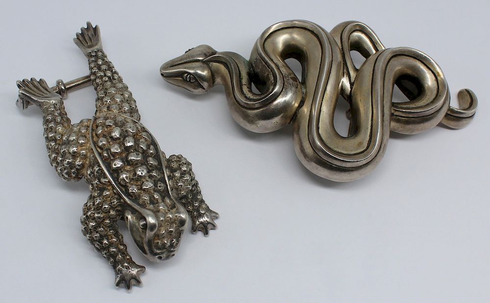 Appraisal: STERLING B Kieselstein-Cord Animal Buckles Includes a large B Kieselstein-Cord