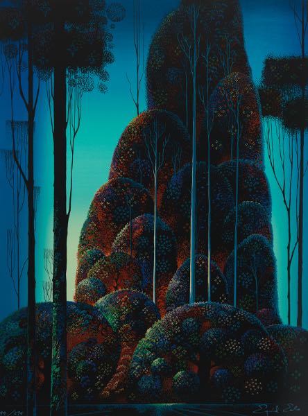 Appraisal: EYVIND EARLE AMERICAN - x image x paper Tall Trees