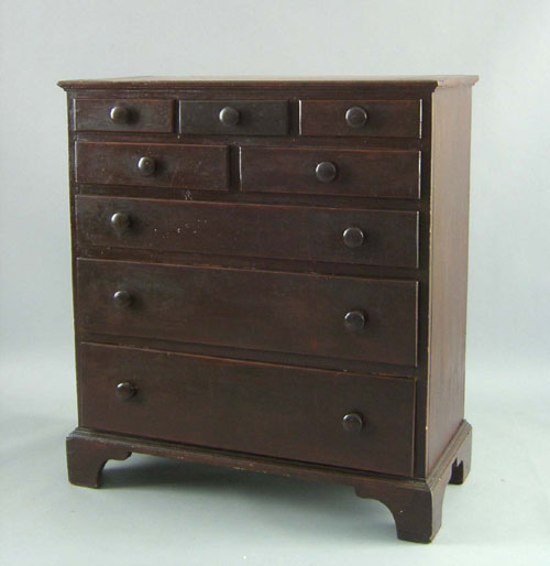 Appraisal: New England stained pine chest of drawers ca with short