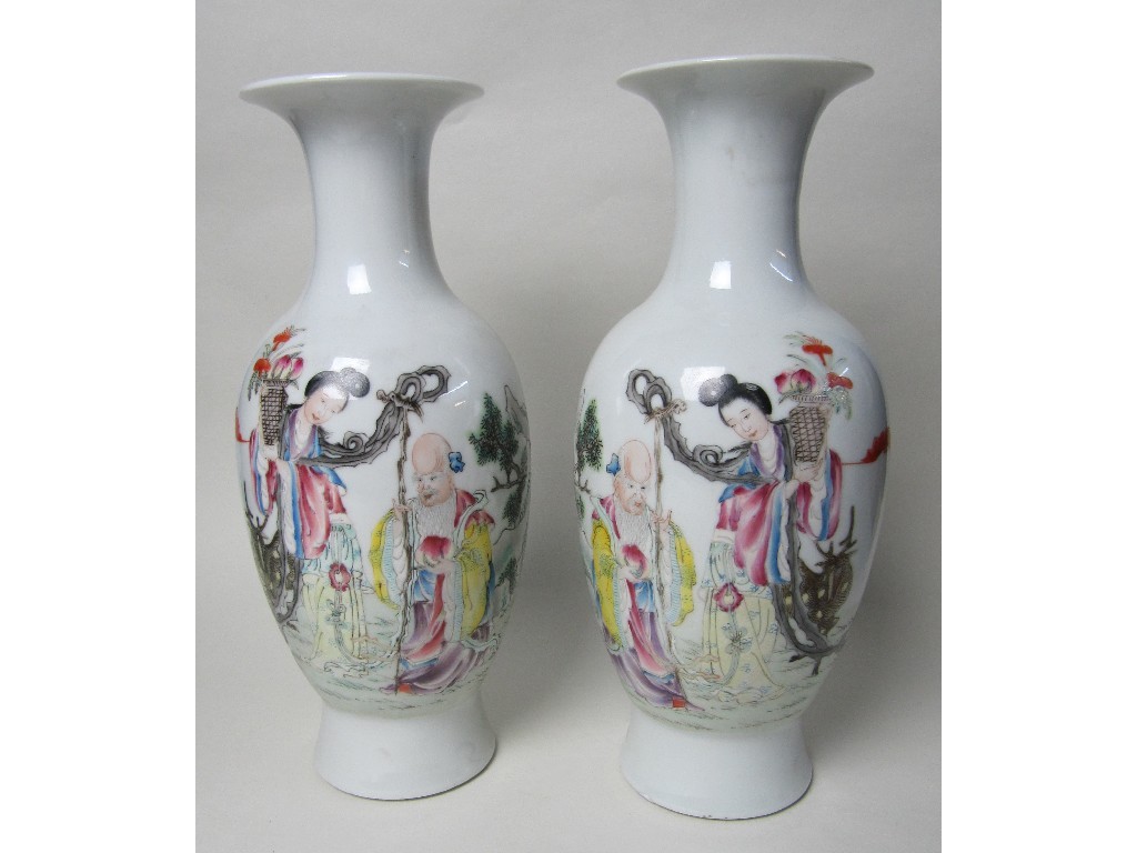 Appraisal: A pair of Chinese baluster vases painted with figures representing