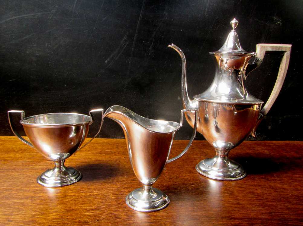 Appraisal: THREE PIECE STERLING SILVER COFFEE SET by Meriden Brittania Co