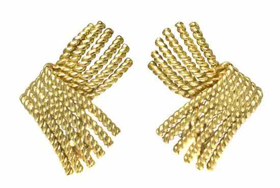 Appraisal: A Pair of Karat Yellow Gold Textured Earclips Jean Schlumberger