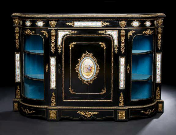 Appraisal: Victorian Ormolu-Mounted and Ebonized Parlor Cabinet third quarter th century