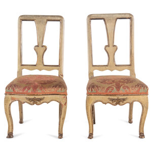 Appraisal: A Pair of Italian Cream-Painted and Parcel Gilt Side Chairs