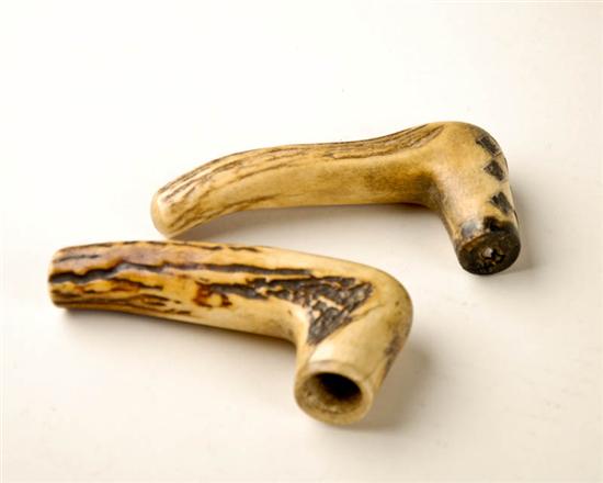 Appraisal: Two th C Stag Antler Cane Walking Stick Handles one