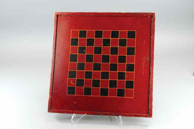 Appraisal: CHECKERS AND PARCHESSI GAME BOARD c wood double sided game