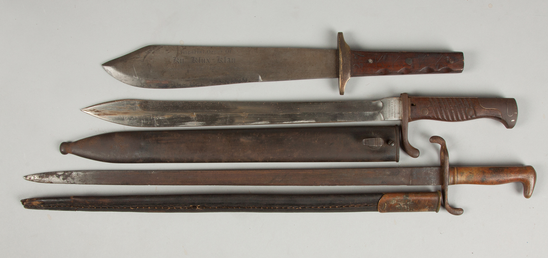 Appraisal: Group of Bayonets and Bowie Knife Top to bottom German