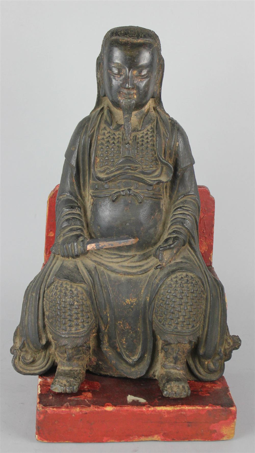 Appraisal: CHINESE BRONZE FIGURE OF A SEATED DIGNITARY MING DYNASTY cast