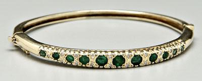 Appraisal: Emerald and diamond bracelet round faceted dark green emeralds -