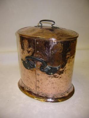 Appraisal: AN ARTS AND CRAFTS COPPER LOG BIN of oval form