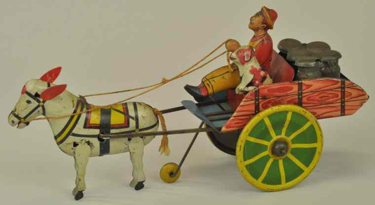 Appraisal: JENNY THE BALKING MULE Clockwork action lithographed tin comical mule