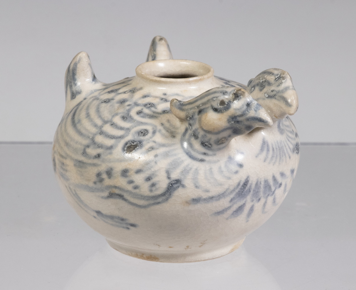 Appraisal: TH C VIETNAMESE TWO-HEADED PHOENIX WATER VESSEL Blue and White