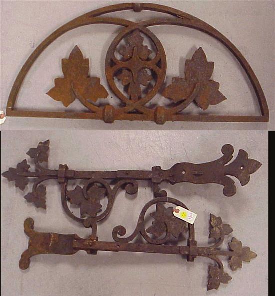 Appraisal: Three pieces matching cast iron architectural elements with tripartite leaf