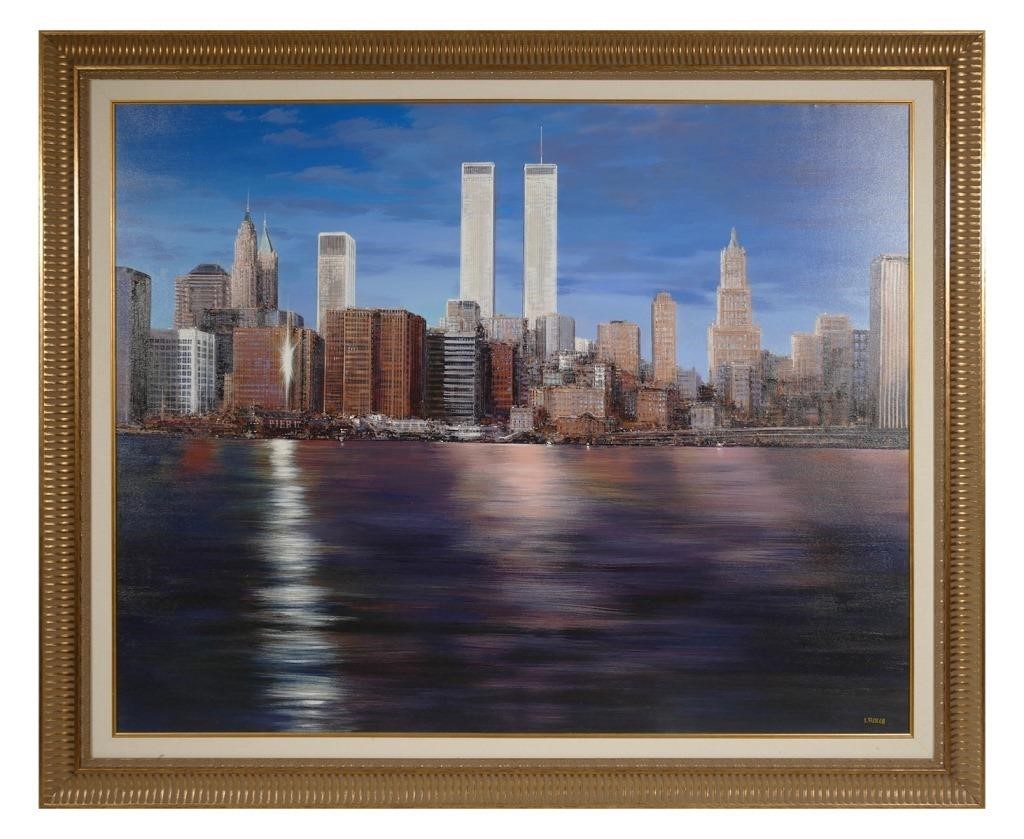 Appraisal: LUIGI ROCCA NEW YORK SKYLINE New York NY with World