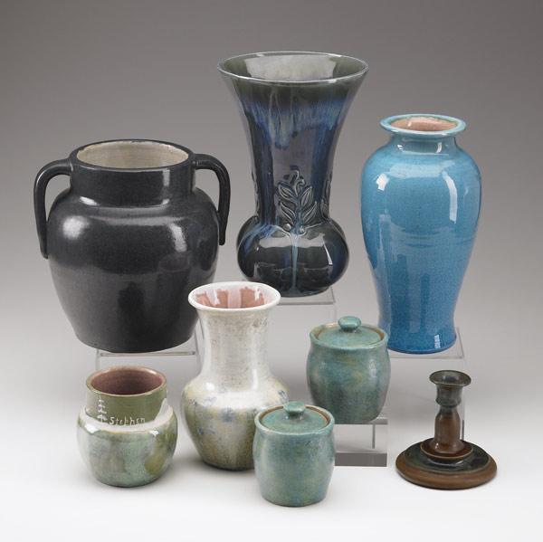 Appraisal: PISGAH FOREST Etc Nine items seven Pisgah Forest vases and