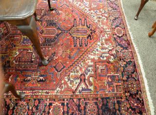 Appraisal: Heriz Oriental carpet cut on one end ' x '