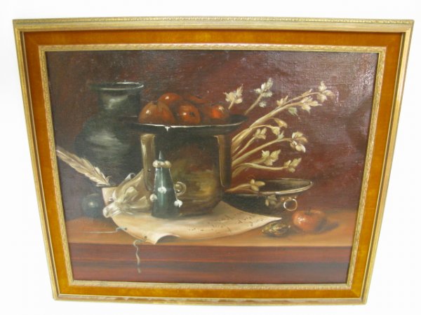 Appraisal: Framed still life oil on canvas by Zavaglia Andrea Frame