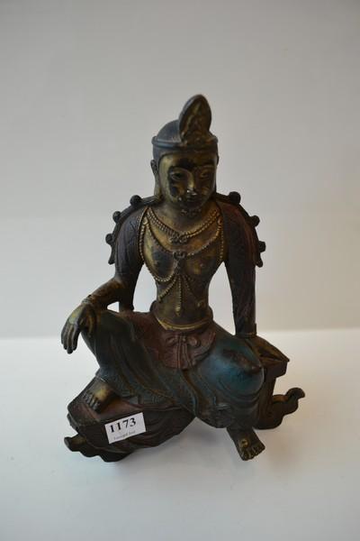 Appraisal: SOUTH EAST ASIAN COLD PAINTED BRONZE FIGURE OF GUANYIN