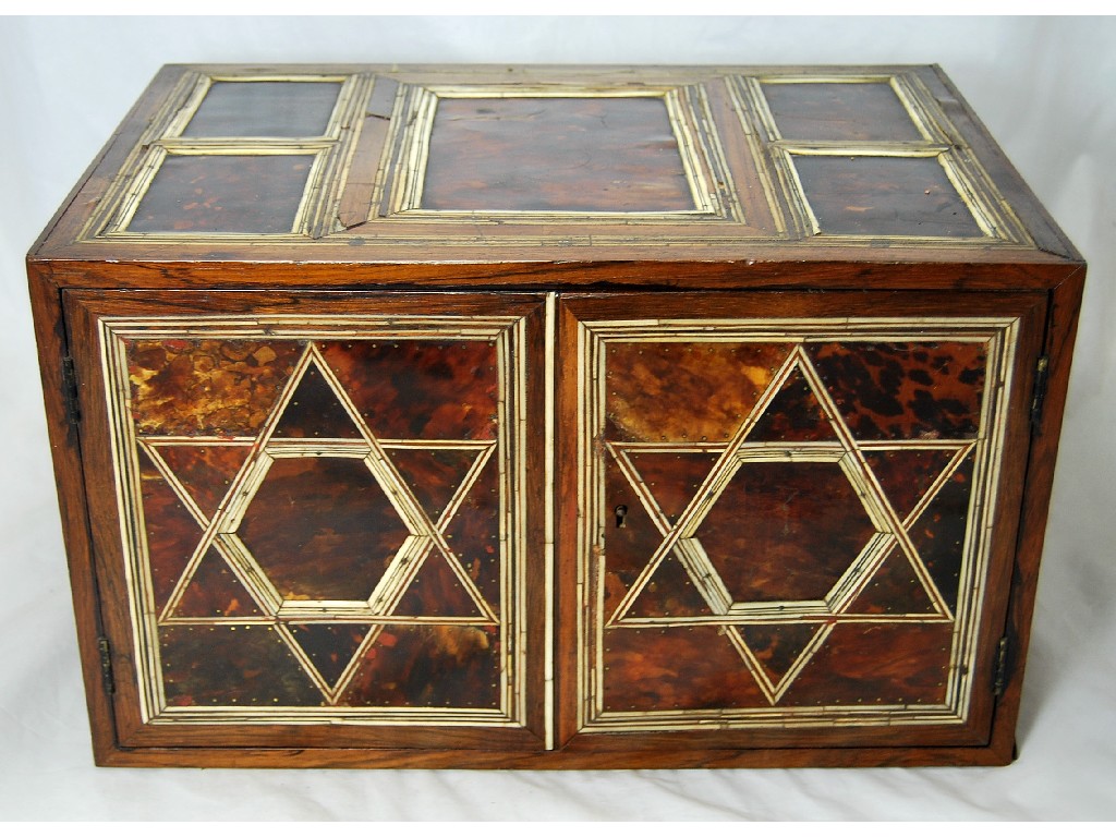 Appraisal: An th century Indo-Portuguese tortoise shell ivory and rosewood table