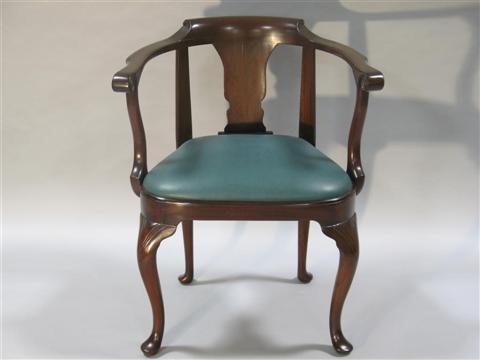 Appraisal: SMITH WATSON QUEEN ANNE BARRELL ARMCHAIR th century with blue-green