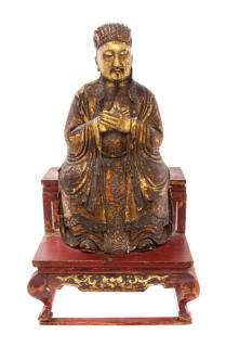 Appraisal: A Gilt Lacquered Wood Figure of a Daoist Immortal A