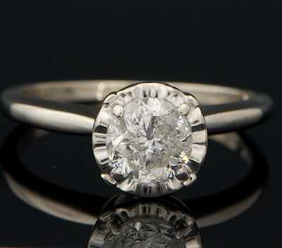 Appraisal: A Ladies' Diamond Engagement Ring k white gold ring with