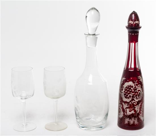 Appraisal: Sale Lot A Bohemian Cut to Clear Glass Decanter th