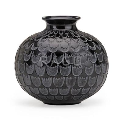 Appraisal: LALIQUE Grenade vase black glass Condition Report