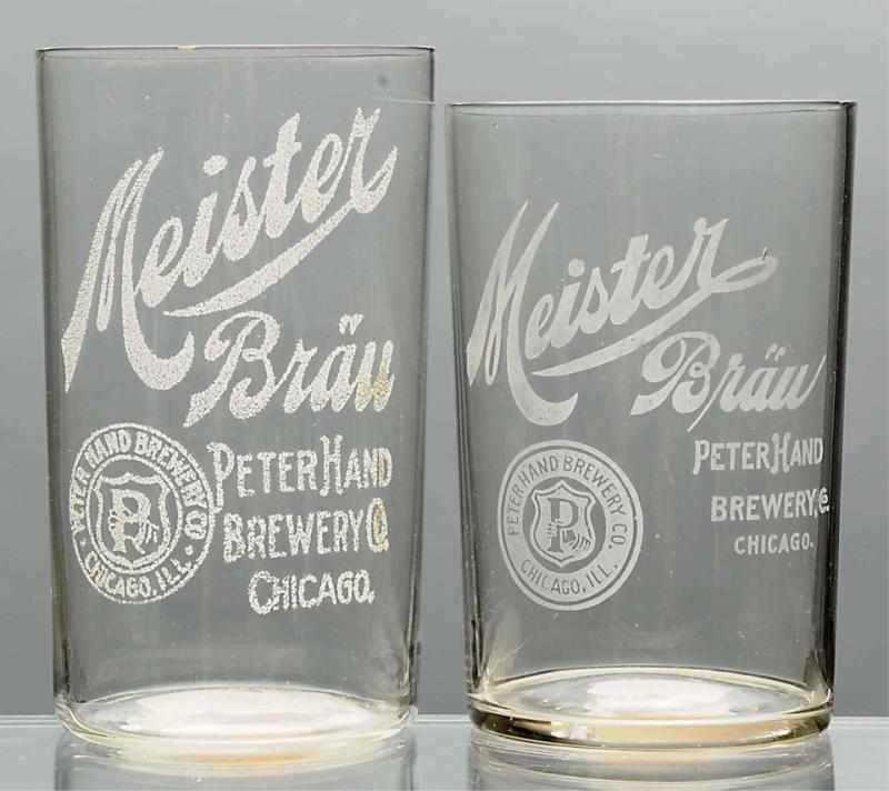 Appraisal: Lot of Meister Brau Etched Beer Glasses Includes one acid-etched