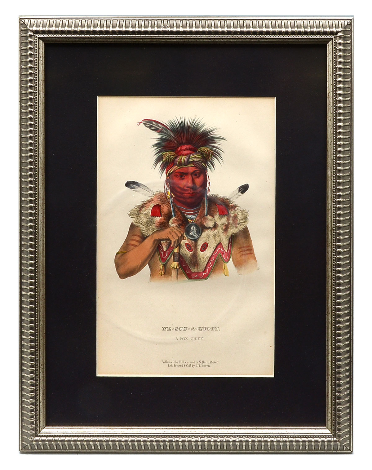 Appraisal: MCKENNEY AND HALL INDIAN LITHOGRAPH ''NE-SOU-A-QUOIT A Fox Chief'' sight