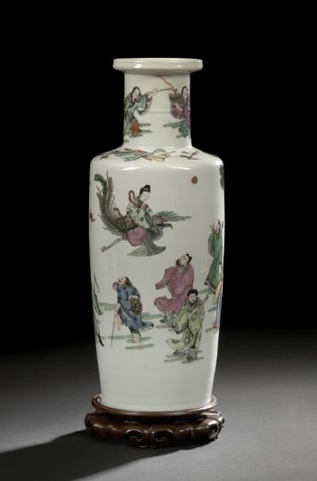 Appraisal: Large Chinese Export Porcelain Rouleau Vase th century of conventional