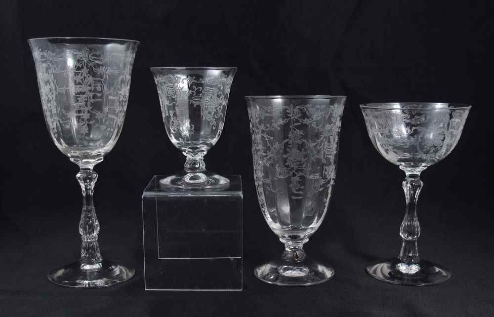 Appraisal: FOSTORIA ''NAVARRE'' ELEGANT GLASS STEMS pieces to include water goblets