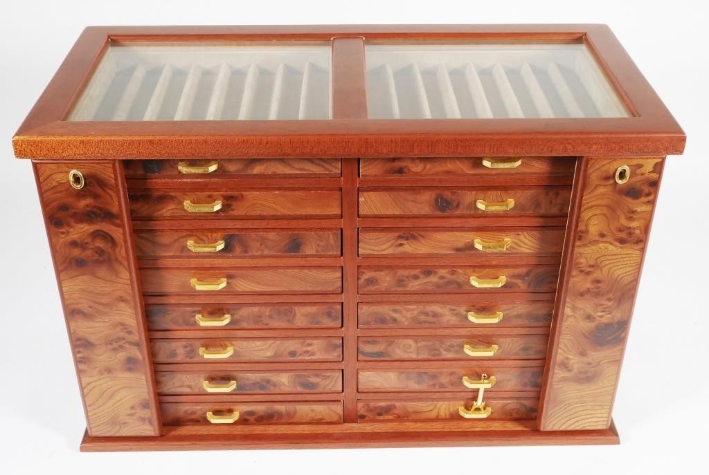 Appraisal: Chest holds pens and has a glass display top to