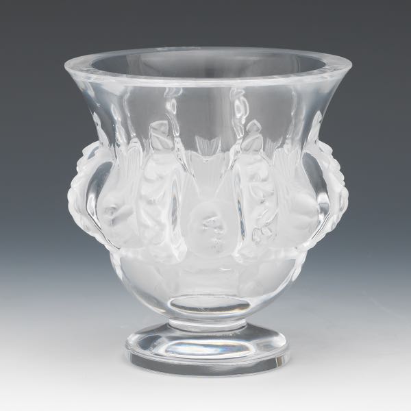 Appraisal: LALIQUE DAMPIERRE CRYSTAL VASE Clear urn form vase with frosted