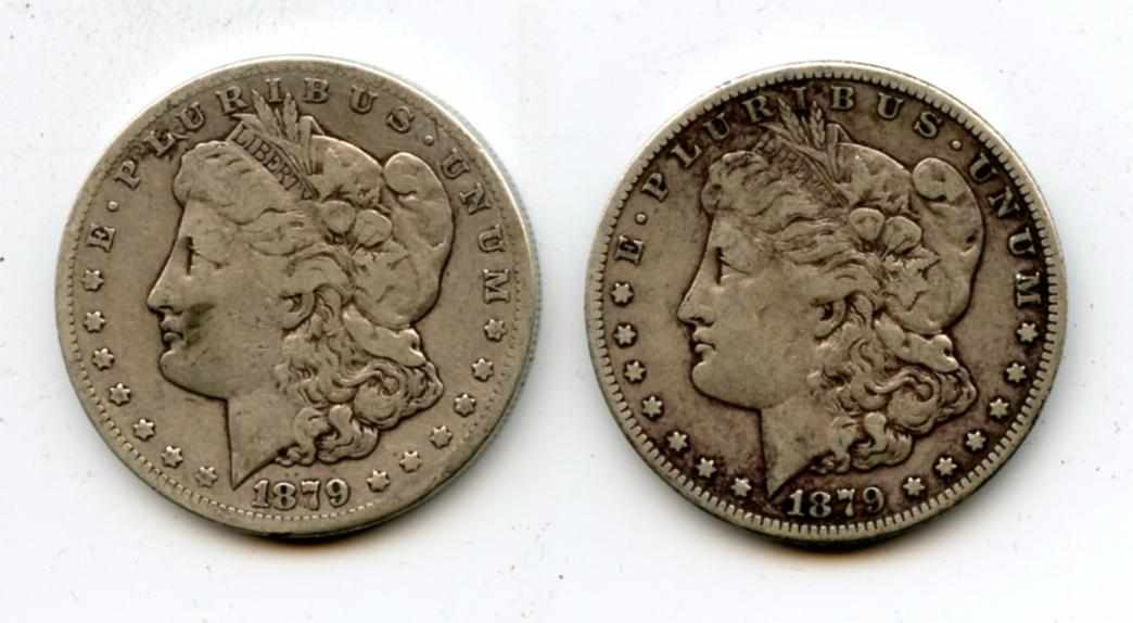 Appraisal: A pair of Circulated -CC Morgan Dollars Included are -CC