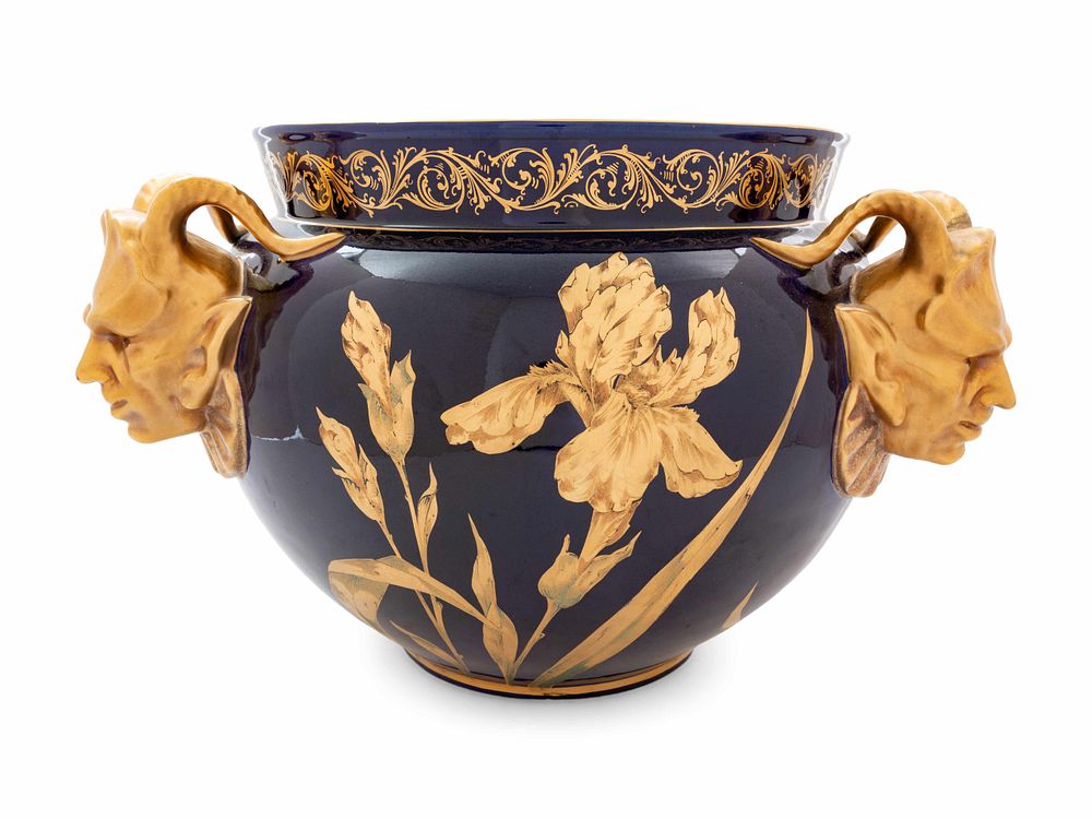 Appraisal: An English Parcel Gilt Ceramic Jardiniere An English Parcel Gilt