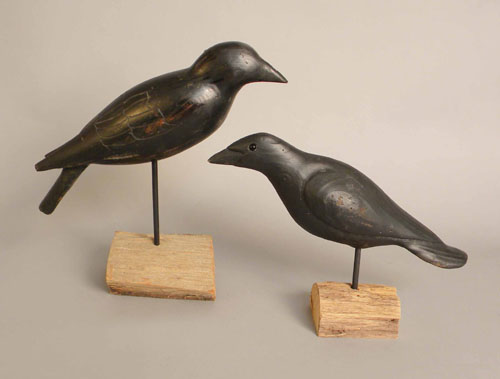 Appraisal: Two crow decoys one branded White l the other l