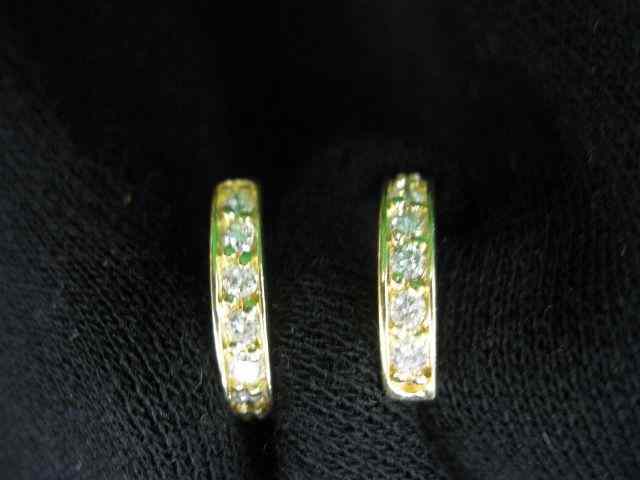 Appraisal: Diamond Earrings ''J'' style hoop pierced clips with channel set